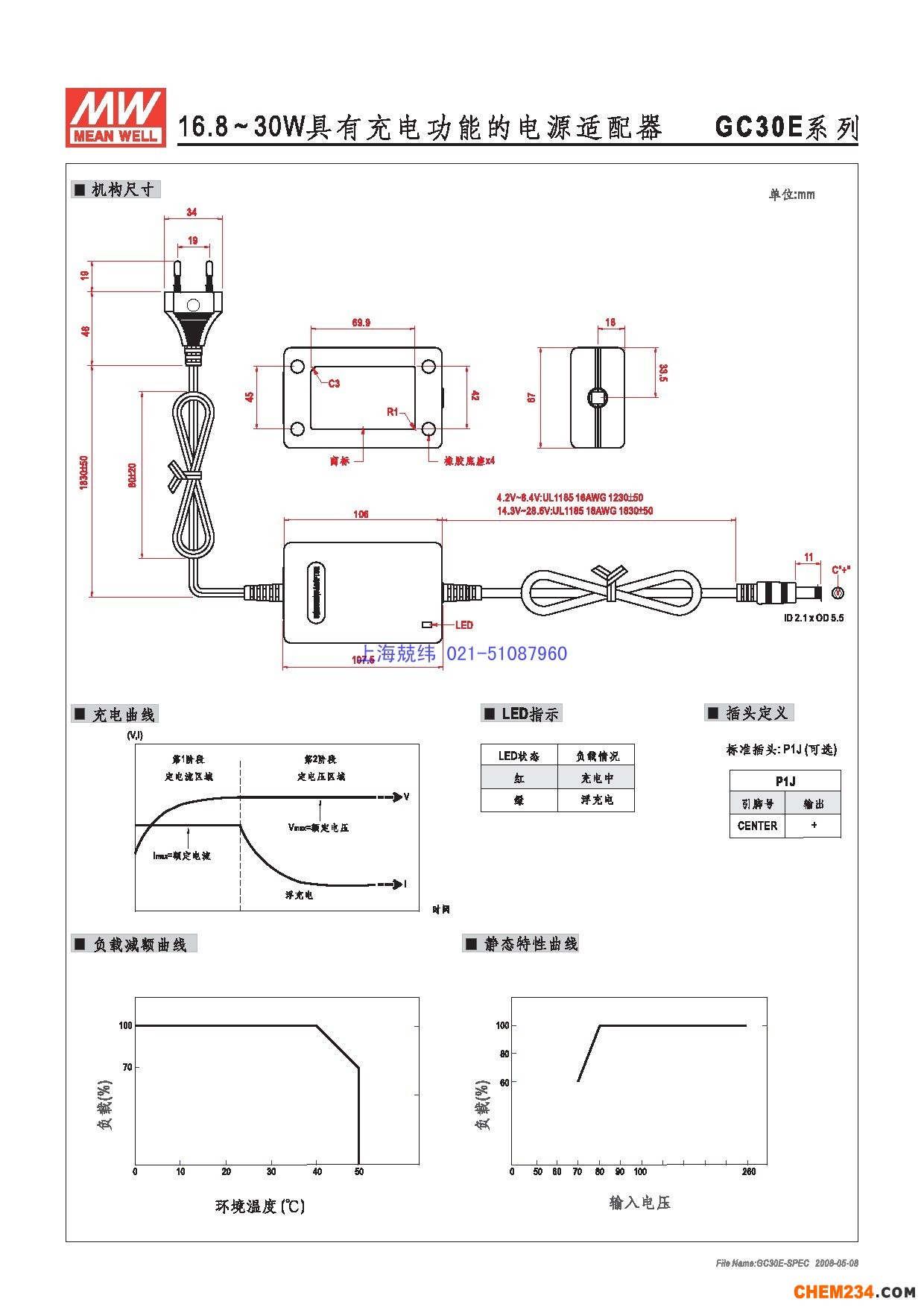 上海兢緯供應專用電源電源系列GC30E詳細規格書