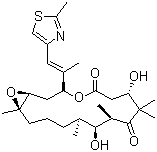 帕土匹龍, 埃坡霉素 B, (1S,3S,7S,10R,11S,12S,16R)-7,11-二羥基-8,8,10,12,16-五甲基-3-[(1E)-1-甲基-2-(2-甲基-4-噻唑基)乙烯基]-4,17-二氧雜雙環(huán)[14.1.0]十七烷-5,9-二酮, CAS #: 152044-54-7