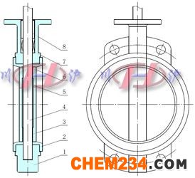 電動軟密封蝶閥閥體結構圖 (對夾式)