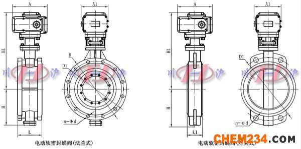 電動軟密封蝶閥外形尺寸