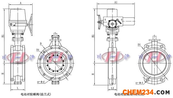 電動襯膠蝶閥外形尺寸